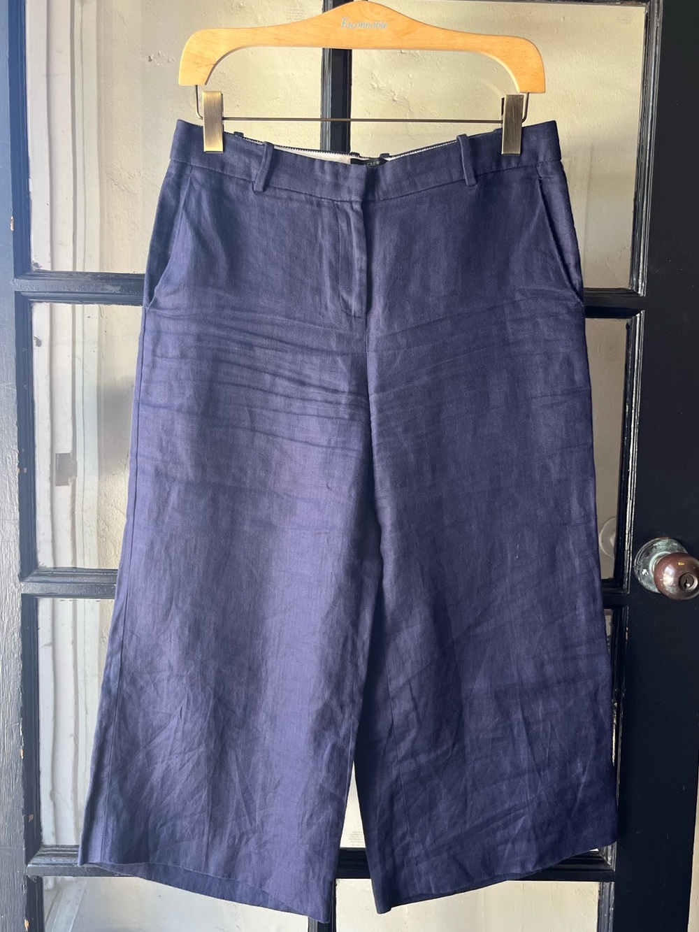 J. Crew Navy Blue Linen Crop Pants